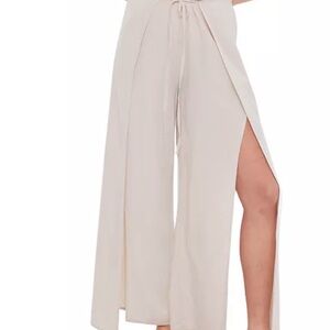 Black Tape_ Split-Slit Wide Leg Pants in Cream